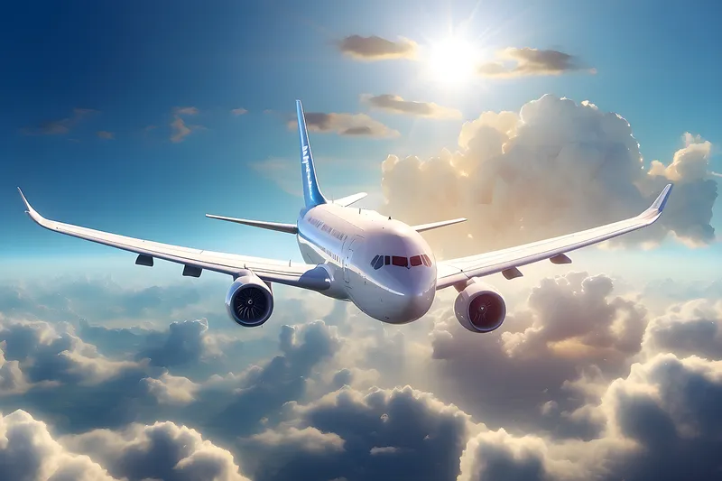 Flugzeug über den Wolken: Flughafentransfer mit Taxi Luma